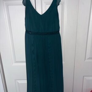 Teal Pleated Maxi Dress